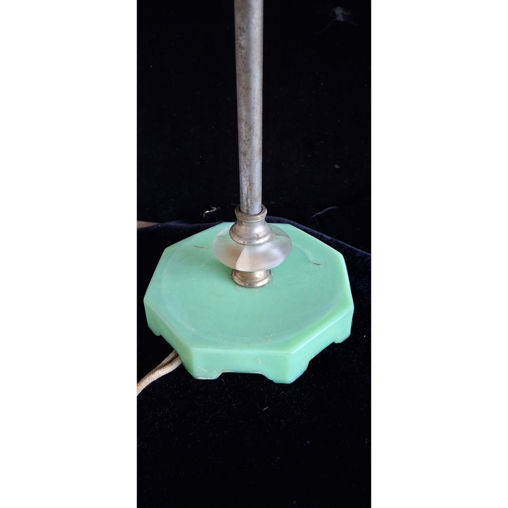 Vintage Mid-century Green Glass Boudoir Accent Lamp 1950s Atomic Era Retro MCM
